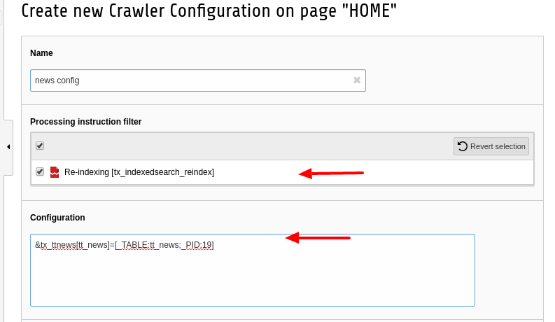 Crawler configuration