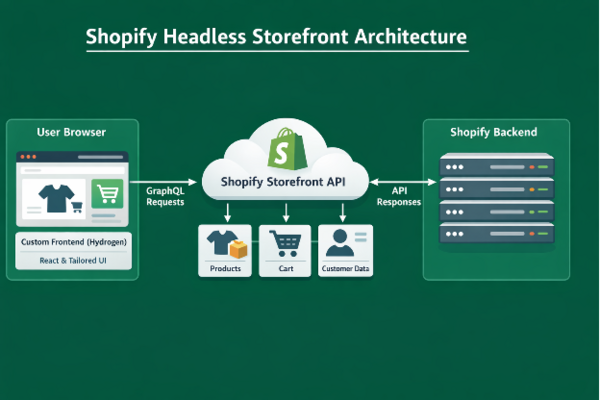  Shopify headless storefront architecture using Hydrogen storefront and Shopify Storefront API